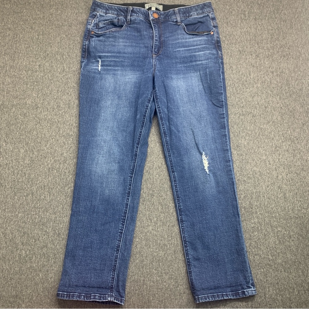 Wit & Wisdom Women's Blue Skinny Jeans with Light Distress - Size 12P PETITE